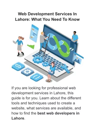 web development services in lahore what you need