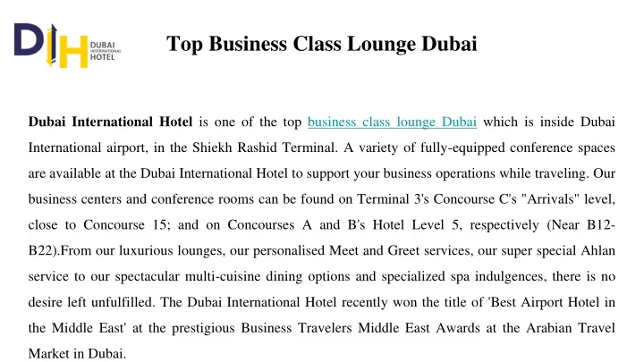 top business class lounge dubai