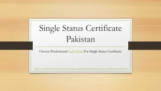 single status certificate pakistan