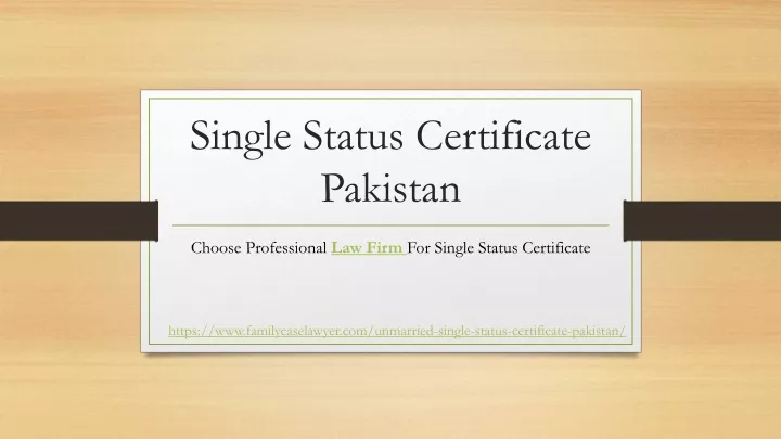 single status certificate pakistan