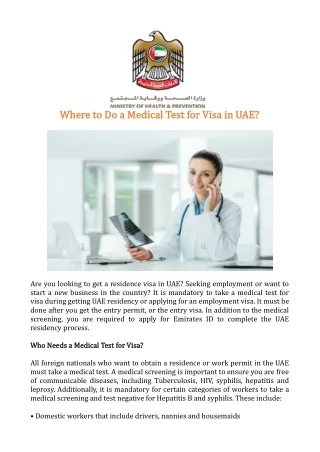 Where to Do a Medical Test for Visa in UAE?