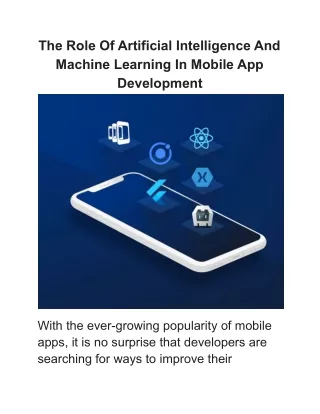 the role of artificial intelligence and machine