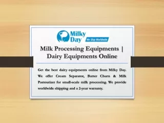 Milk Processing Equipments | Dairy Equipments Online