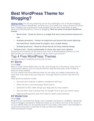 Best WordPress Theme for Blogging