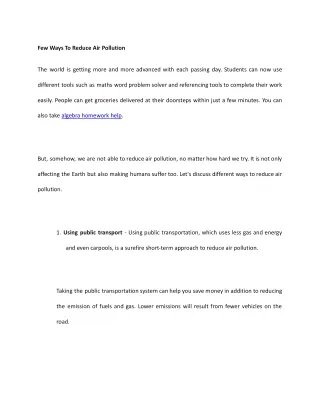 few ways to reduce air pollution