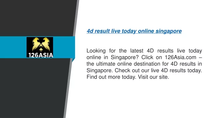 4d result live today online singapore looking