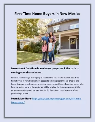 Loan Options to Buy Home in New Mexico