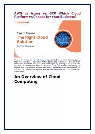 only a few years ago cloud computing sounded like