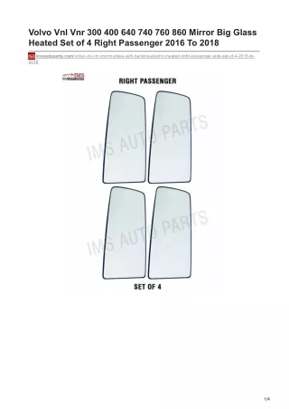 imsautoparts.com-Volvo Vnl Vnr 300 400 640 740 760 860 Mirror Big Glass Heated Set of 4 Right Passenger 2016 To 2018