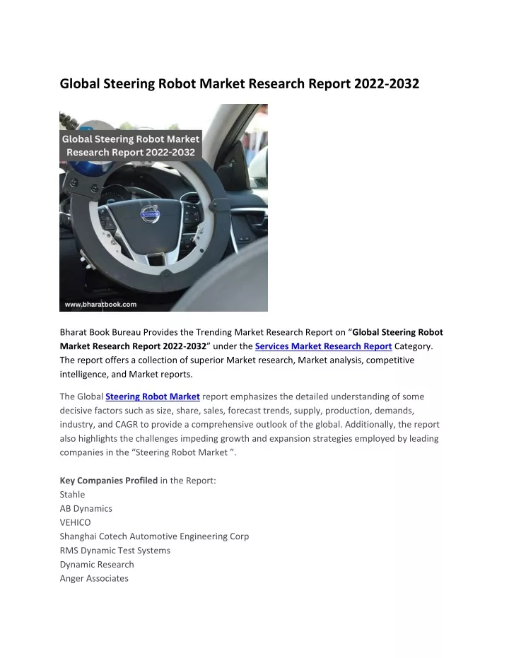 global steering robot market research report 2022