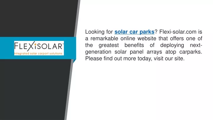 looking for solar car parks flexi solar