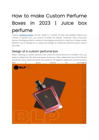 How to make Custom Perfume Boxes in 2023 _ Juice box perfume