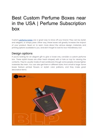 Best Custom Perfume Boxes near in the USA _ Perfume Subscription box