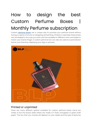 How to design the best  Custom Perfume Boxes _ Monthly Perfume subscription