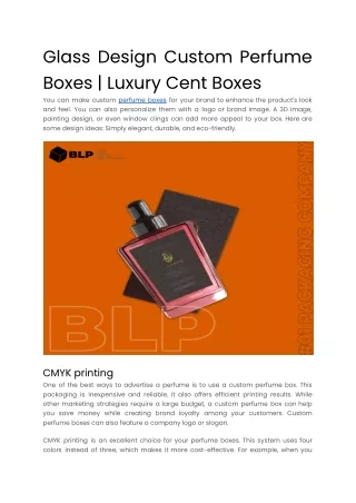 Glass Design Custom Perfume Boxes _ Luxury Cent Boxes