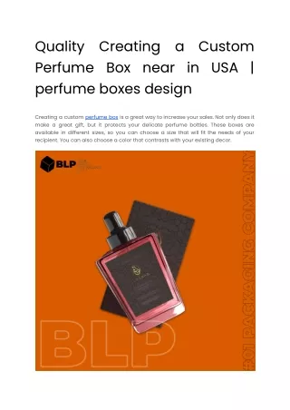 Quality Creating a Custom Perfume Box near in USA _ perfume boxes design