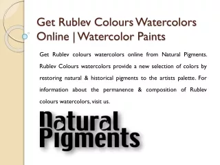 Get Rublev Colours Watercolors Online | Watercolor Paints
