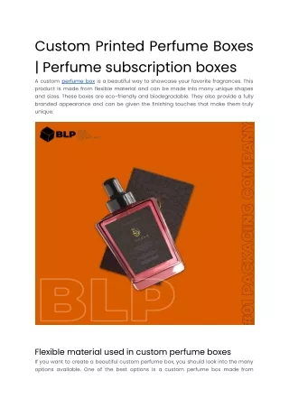 Custom Printed Perfume Boxes _ Perfume subscription boxes