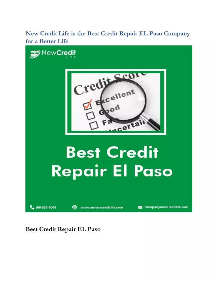new credit life is the best credit repair el paso
