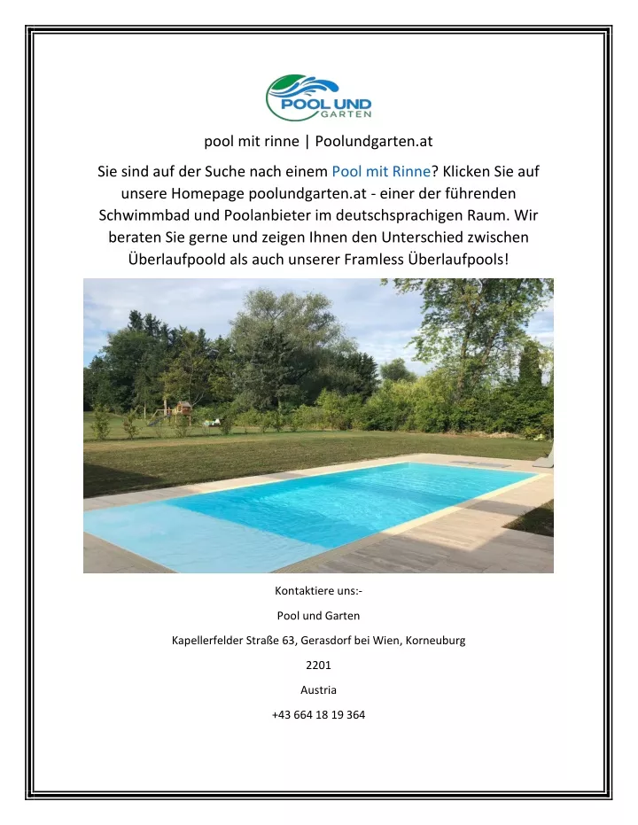 pool mit rinne poolundgarten at