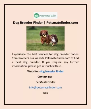 Dog Breeder Finder | Petsmatefinder.com