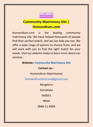 Community Matrimony Site | Humandtum.com