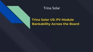 Trina Solar US: PV Module Bankability Across the Board