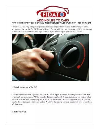 How To Know If Your Car’s AC Need Service Look Out For These 5 Signs
