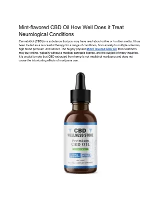 Mint-flavored CBD Oil How Well Does it Treat Neurological Conditions