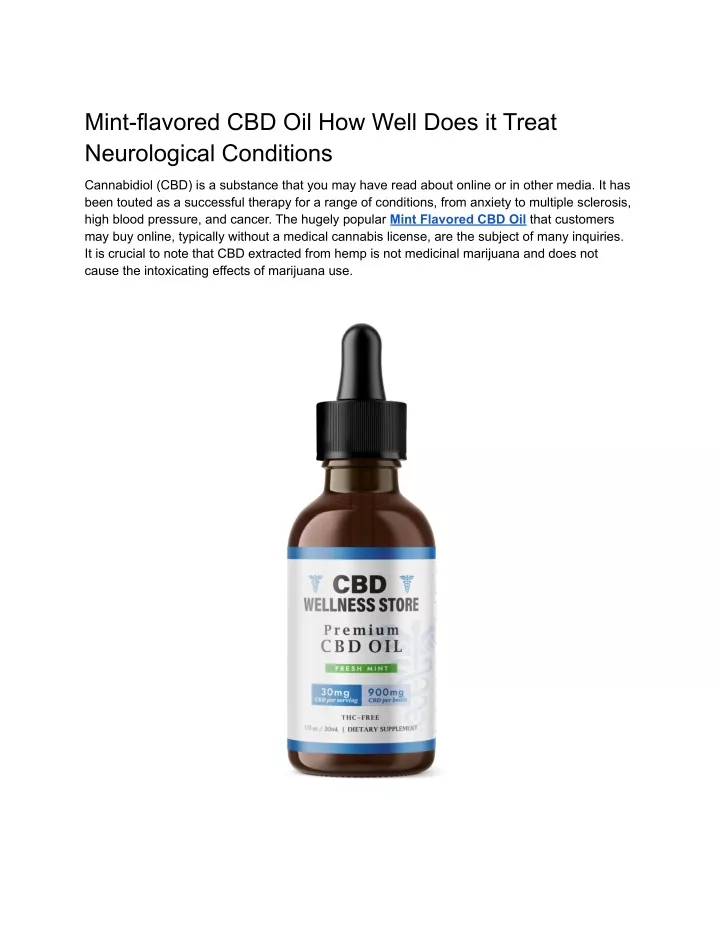 mint flavored cbd oil how well does it treat