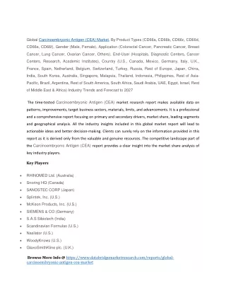 Carcinoembryonic Antigen (CEA) Market