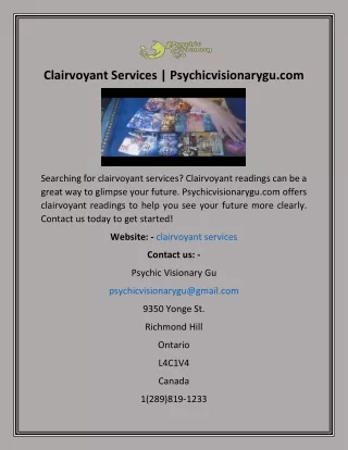 clairvoyant services psychicvisionarygu com