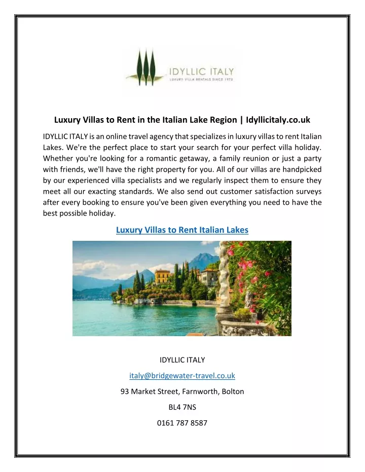 luxury villas to rent in the italian lake region