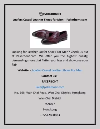 Loafers Casual Leather Shoes for Men  Pakerbont