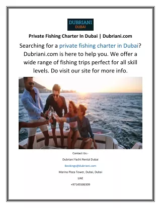 Private Fishing Charter In Dubai Dubriani.com
