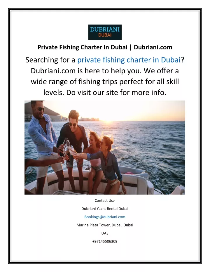 private fishing charter in dubai dubriani com