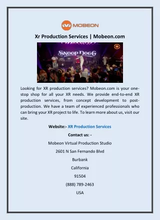 Xr Production Services | Mobeon.com