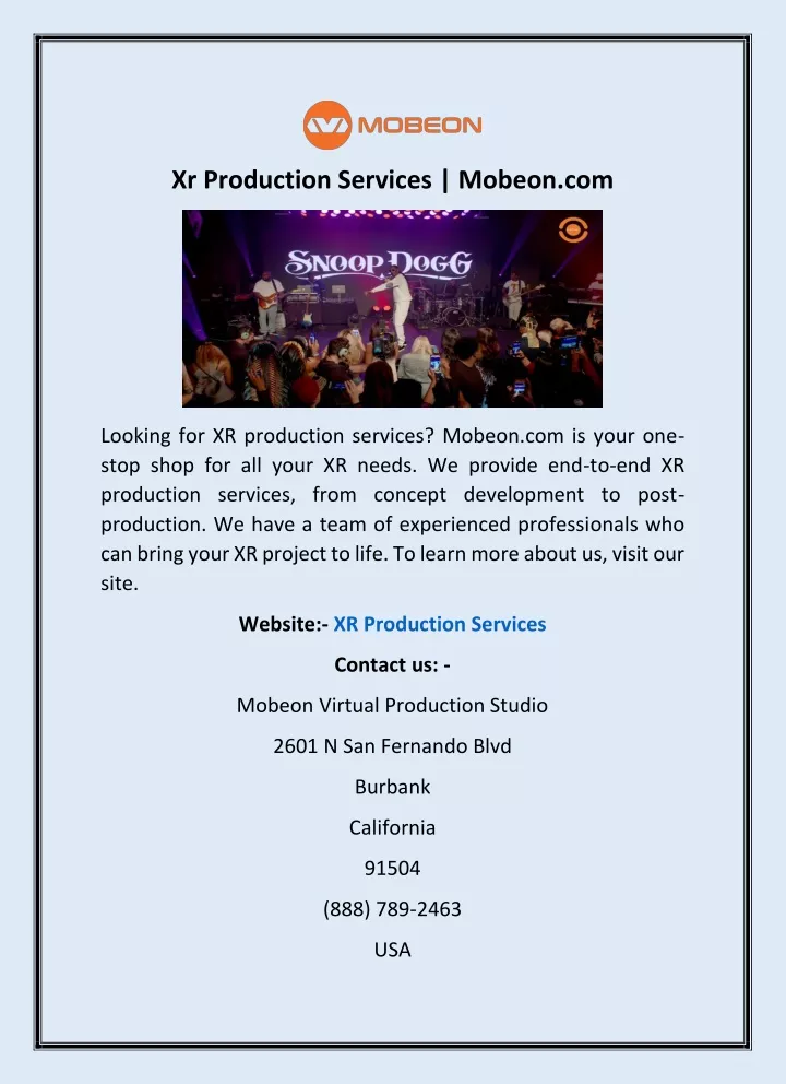 xr production services mobeon com