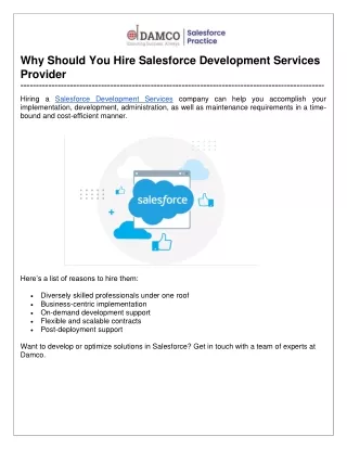 why should you hire salesforce development