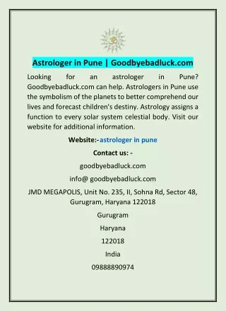 Astrologer in Pune | Goodbyebadluck.com