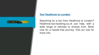 Taxi Heathrow To London  Heathrow-taxi-booking.co.uk