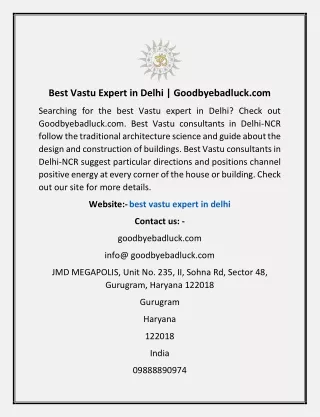 Best Vastu Expert in Delhi | Goodbyebadluck.com