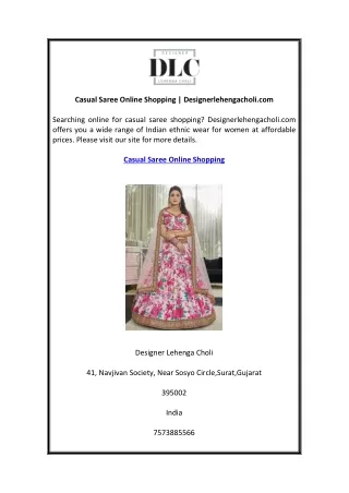 Casual Saree Online Shopping  Designerlehengacholi.com