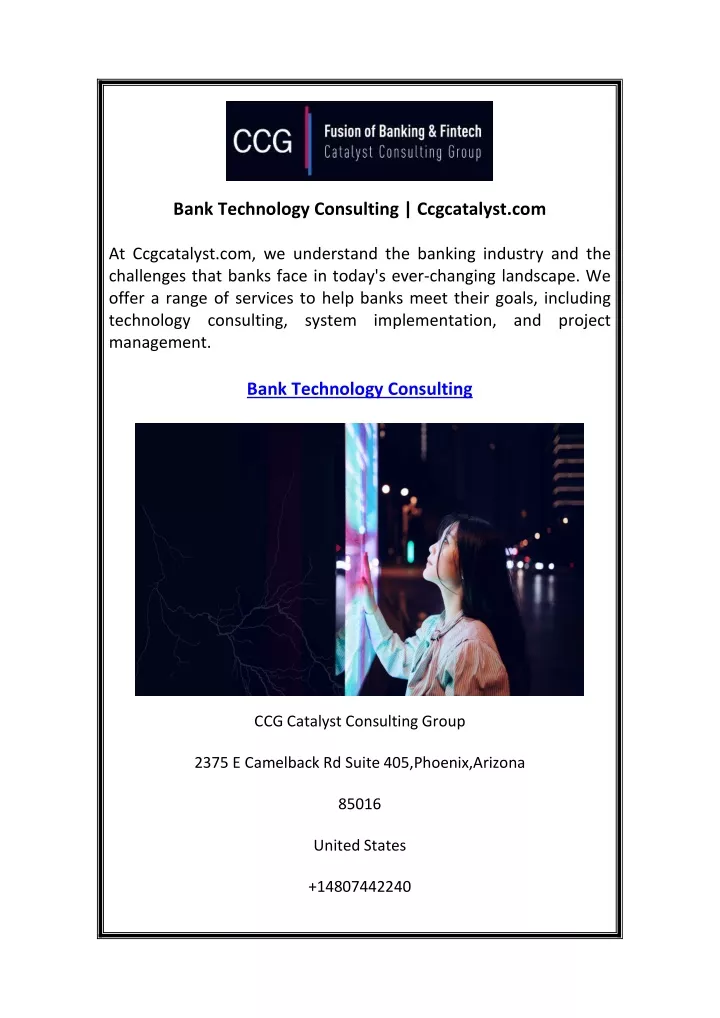 bank technology consulting ccgcatalyst com