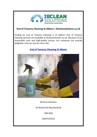 End of Tenancy Cleaning St Albans  Ibcleansolutions.co.uk