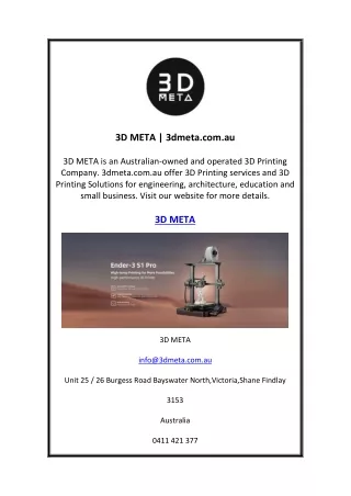 3D META  3dmeta.com.au