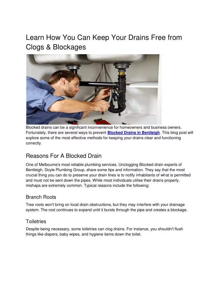 learn how you can keep your drains free from