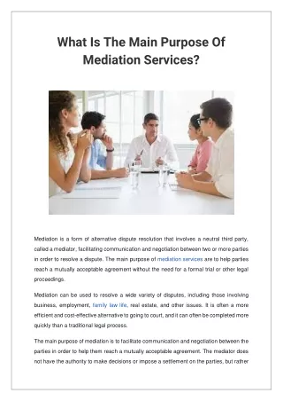 what is the main purpose of mediation services