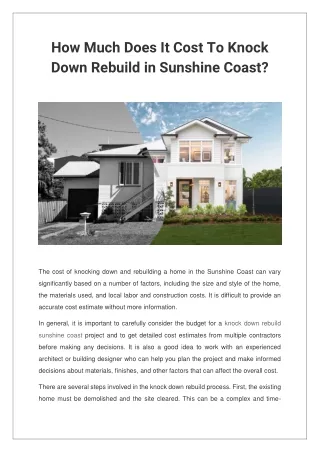how much does it cost to knock down rebuild