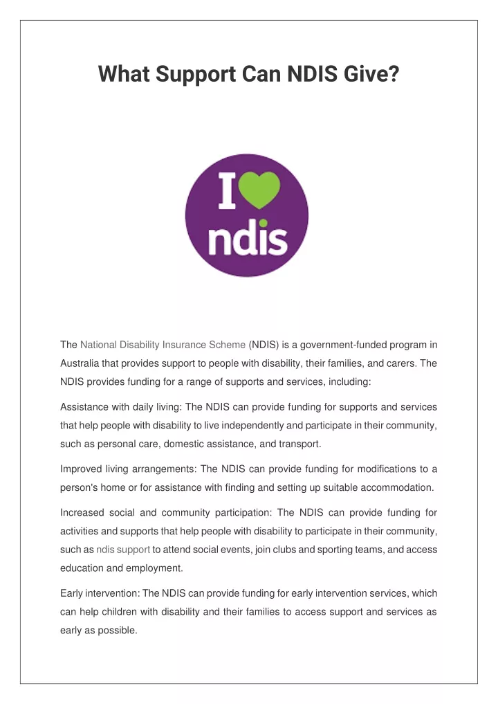 what support can ndis give